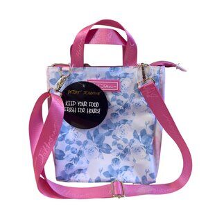 Betsey Johnson Insulated Lunch Tote With Adjustable Pink Strap And Floral Print